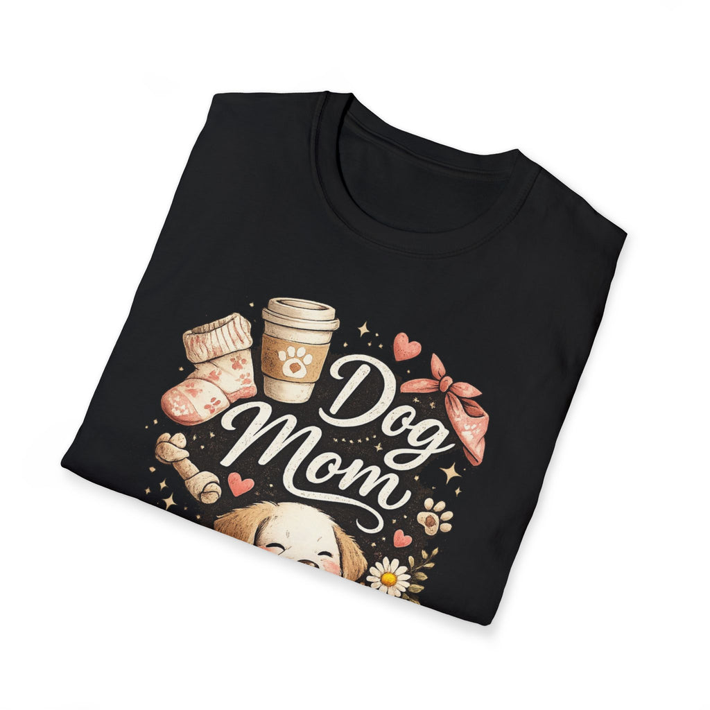 Dog Mom T-Shirt — Cute Puppy, Coffee & Floral Design