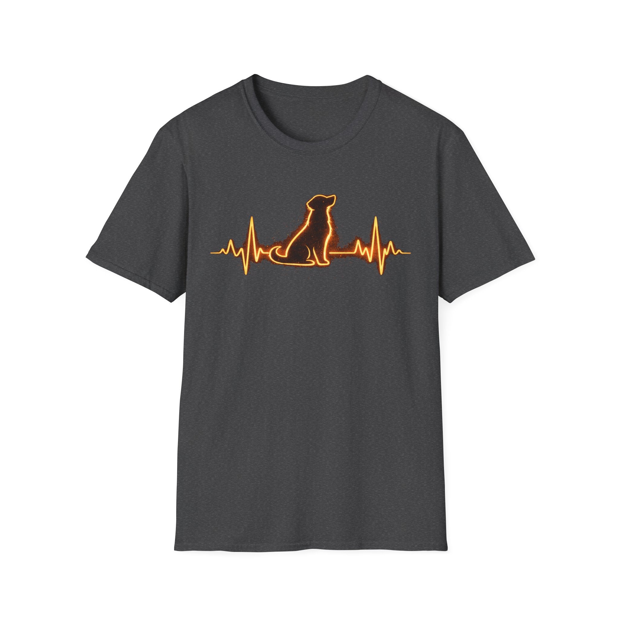 Dog Heartbeat T-Shirt — Neon Dog ECG Graphic Tee