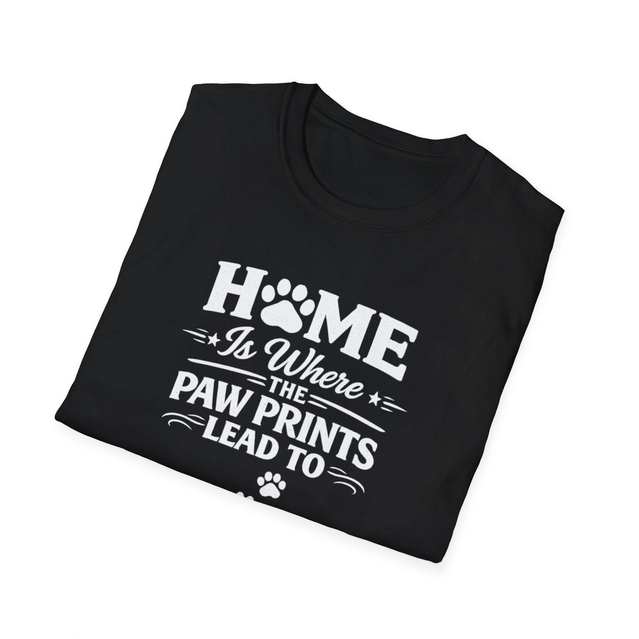 T‑Shirt — "Home Is Where the Paw Prints Lead To" Pet Lover Graphic Tee