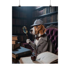 Detective Beagle Matte Poster — Vintage Library Dog Wall Art