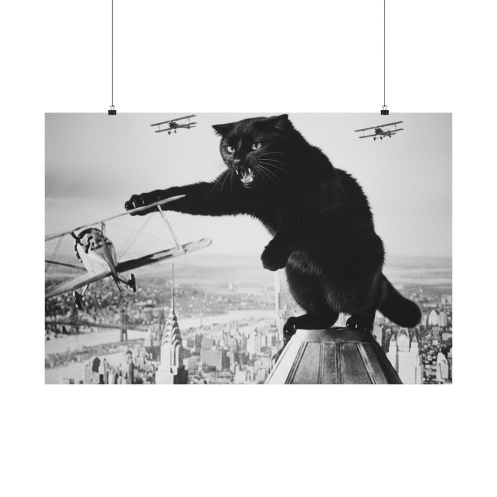 Digital download Vintage King Kong Cat Matte Poster — Retro Black Cat Wall Art