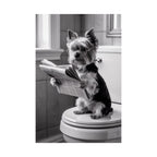Funny Yorkie Reading Newspaper Poster — Matte Vertical Dog Wall Art