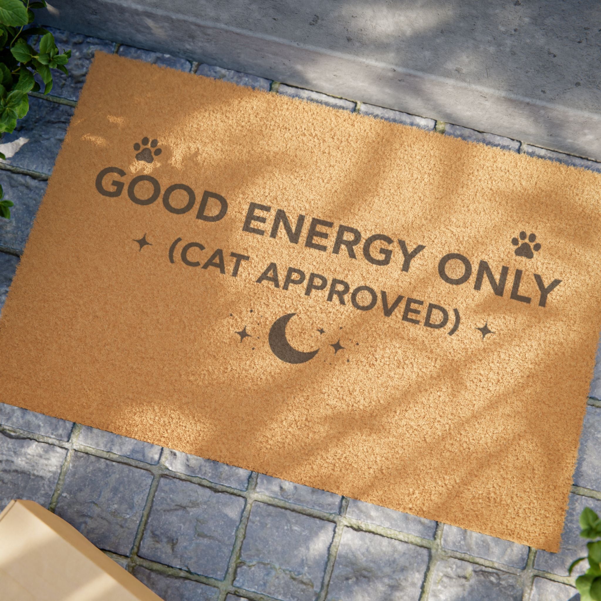 Good Energy Only (Cat Approved) Doormat — Funny Cat Lover Welcome Mat