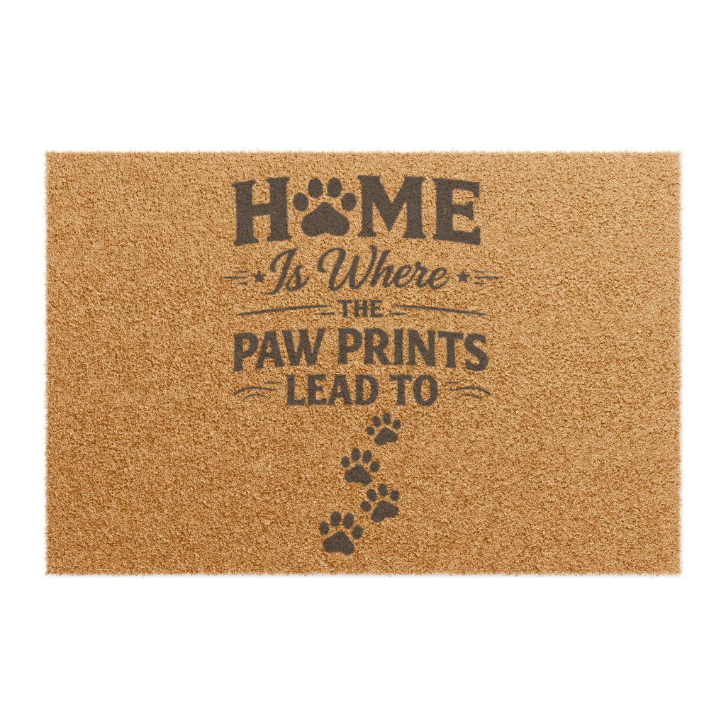 Doormat — “Home Is Where the Paw Prints Lead To” Pet Welcome Mat