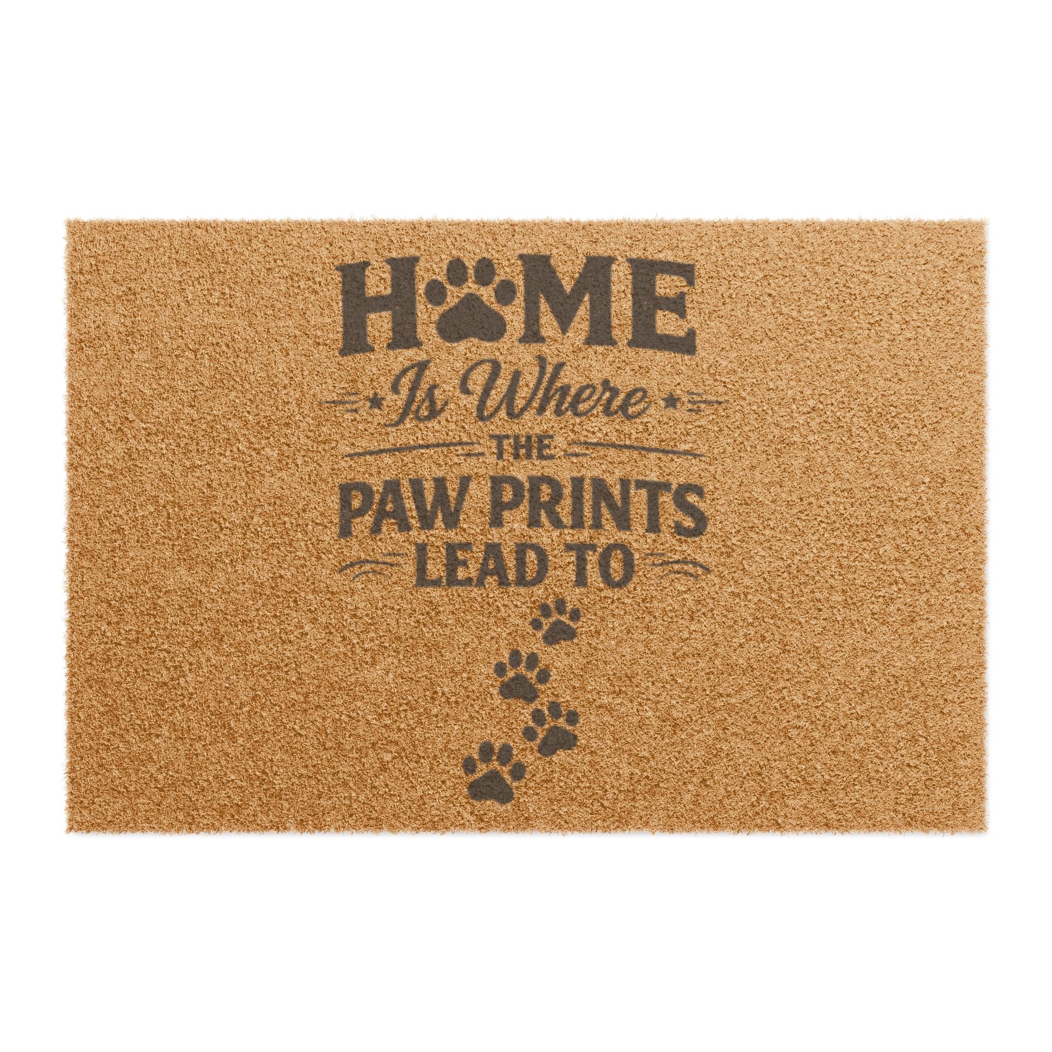 Doormat — “Home Is Where the Paw Prints Lead To” Pet Welcome Mat