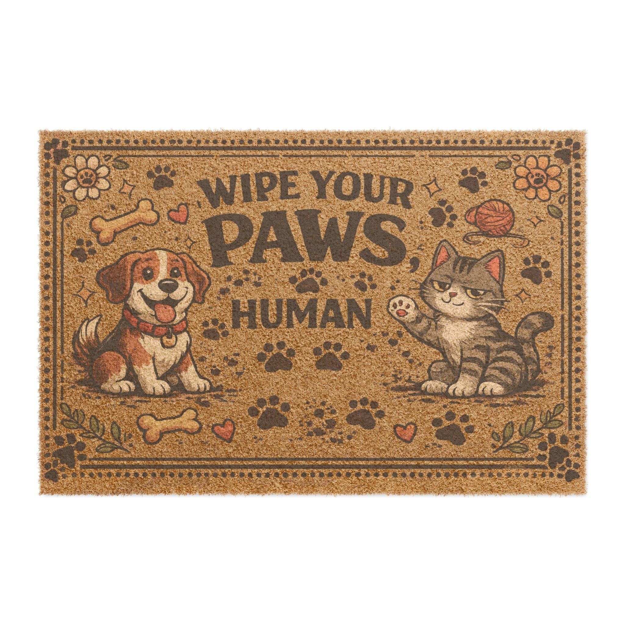Doormat - "Wipe Your Paws Human" Pet Welcome Mat