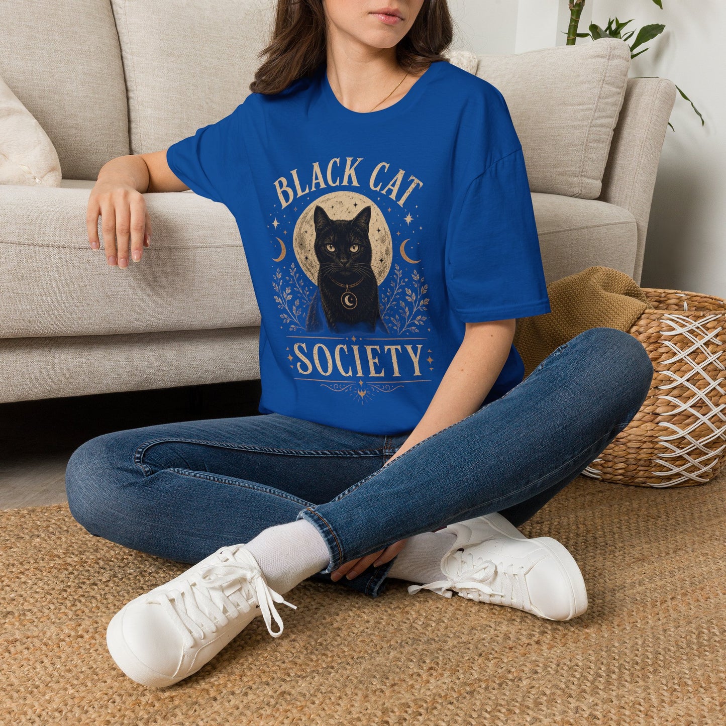 Black Cat Society T-Shirt — Vintage Moon & Mystic Cat Graphic Tee