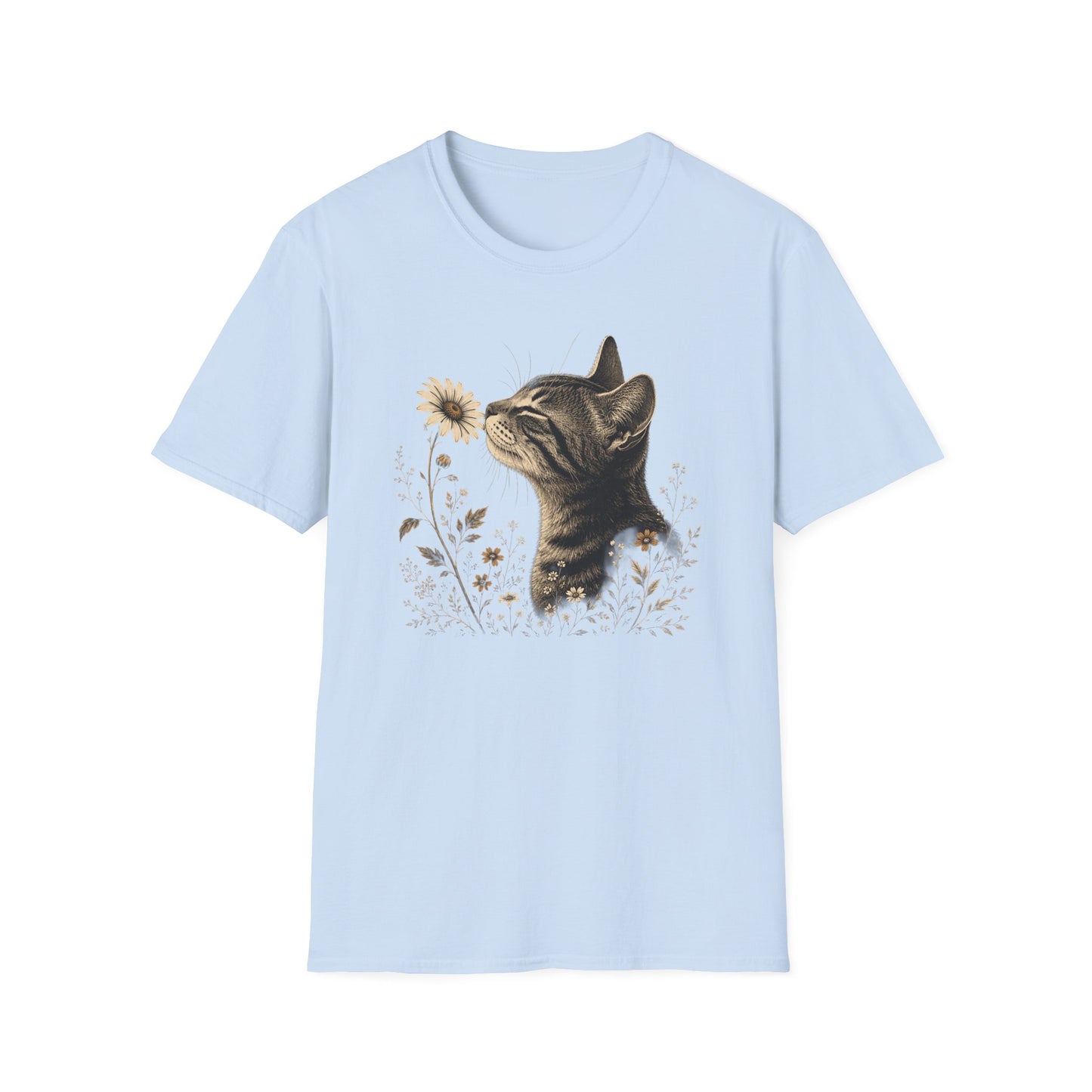 Cat & Wildflower T-Shirt — Whimsical Floral Kitty Tee