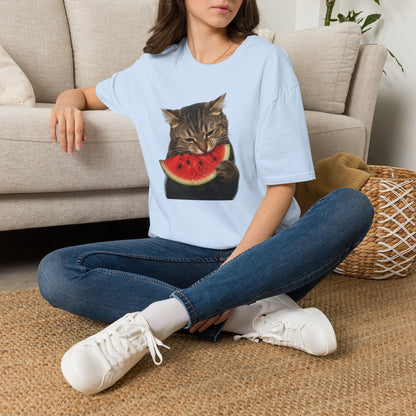 Cat Eating Watermelon T‑Shirt — Cute Summer Cat Graphic Tee