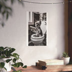 Funny Yorkie Bathroom Poster — Black & White Matte Vertical Dog Wall Art