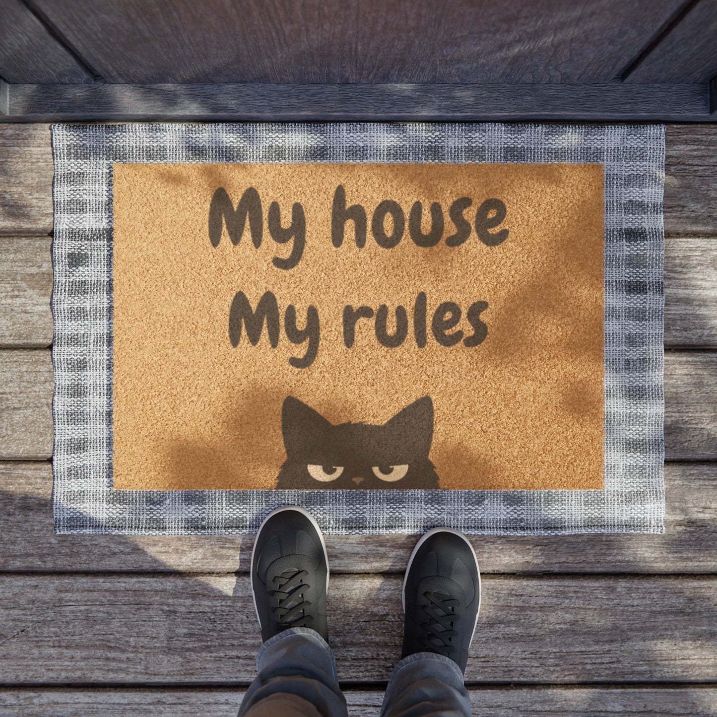 Doormat — "My House My Rules" Cat Welcome Mat