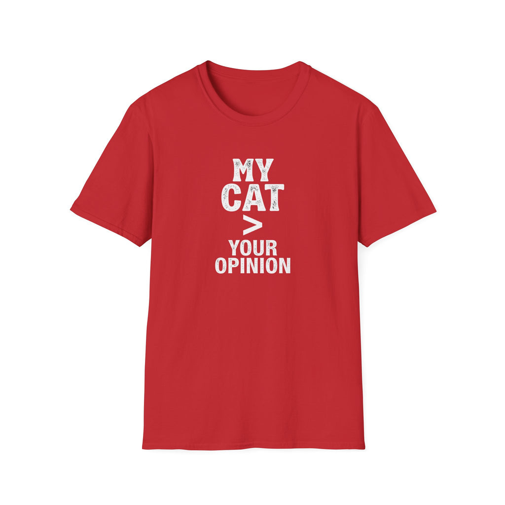 Cat Lover T‑Shirt — "My Cat > Your Opinion" Funny Pet Apparel