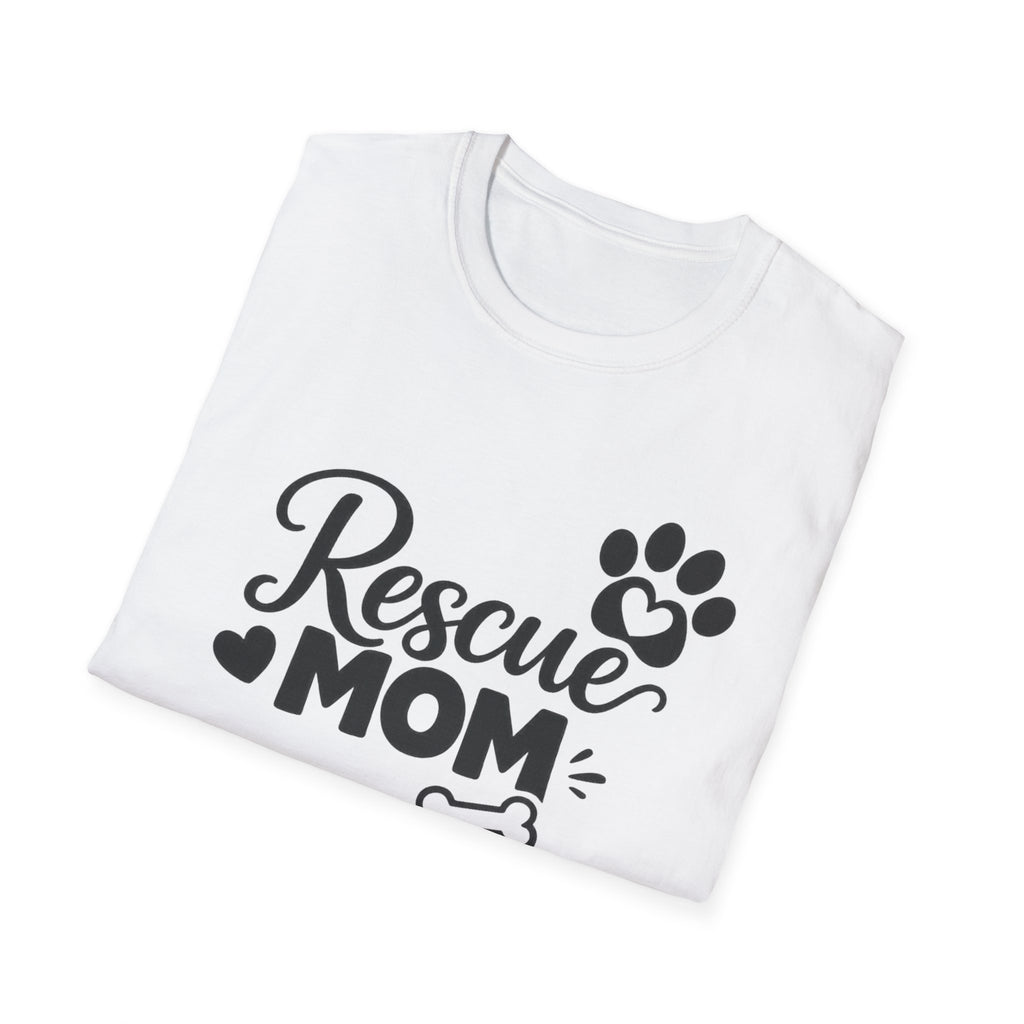 Rescue Mom T-Shirt — Cute Paw Print Dog Rescue Tee for Pet Moms