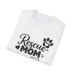 Rescue Mom T-Shirt — Cute Paw Print Dog Rescue Tee for Pet Moms