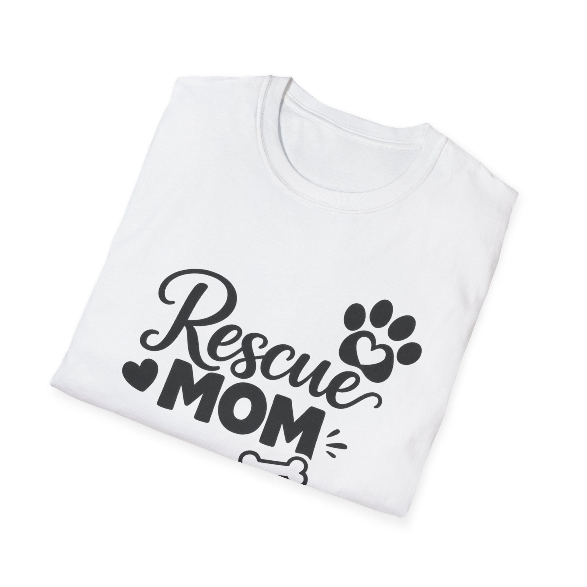 Rescue Mom T-Shirt — Cute Paw Print Dog Rescue Tee for Pet Moms