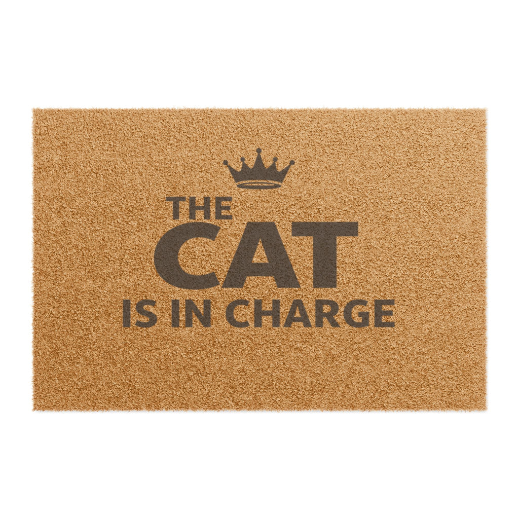 Cat Is In Charge Doormat — Funny Welcome Mat for Cat Lovers, Crown Design