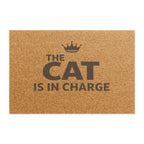 Cat Is In Charge Doormat — Funny Welcome Mat for Cat Lovers, Crown Design