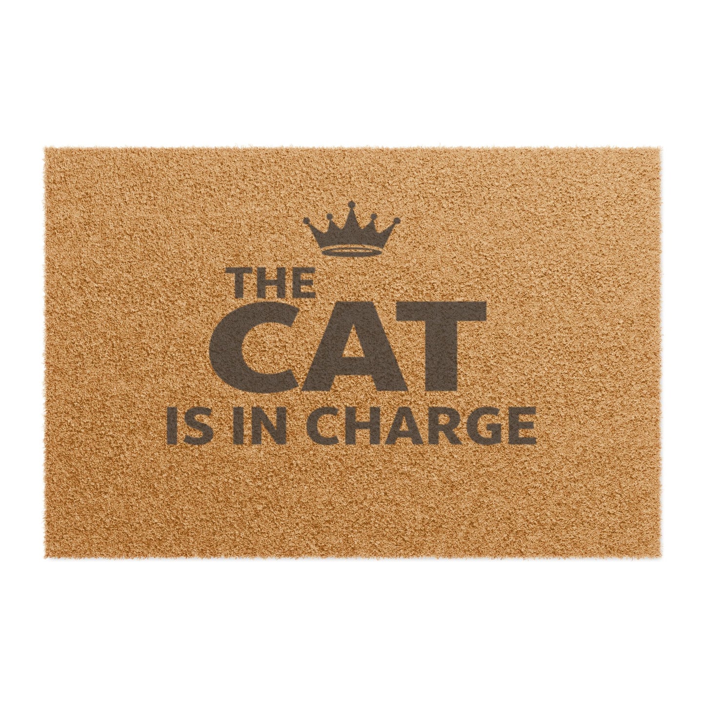 Cat Is In Charge Doormat — Funny Welcome Mat for Cat Lovers, Crown Design