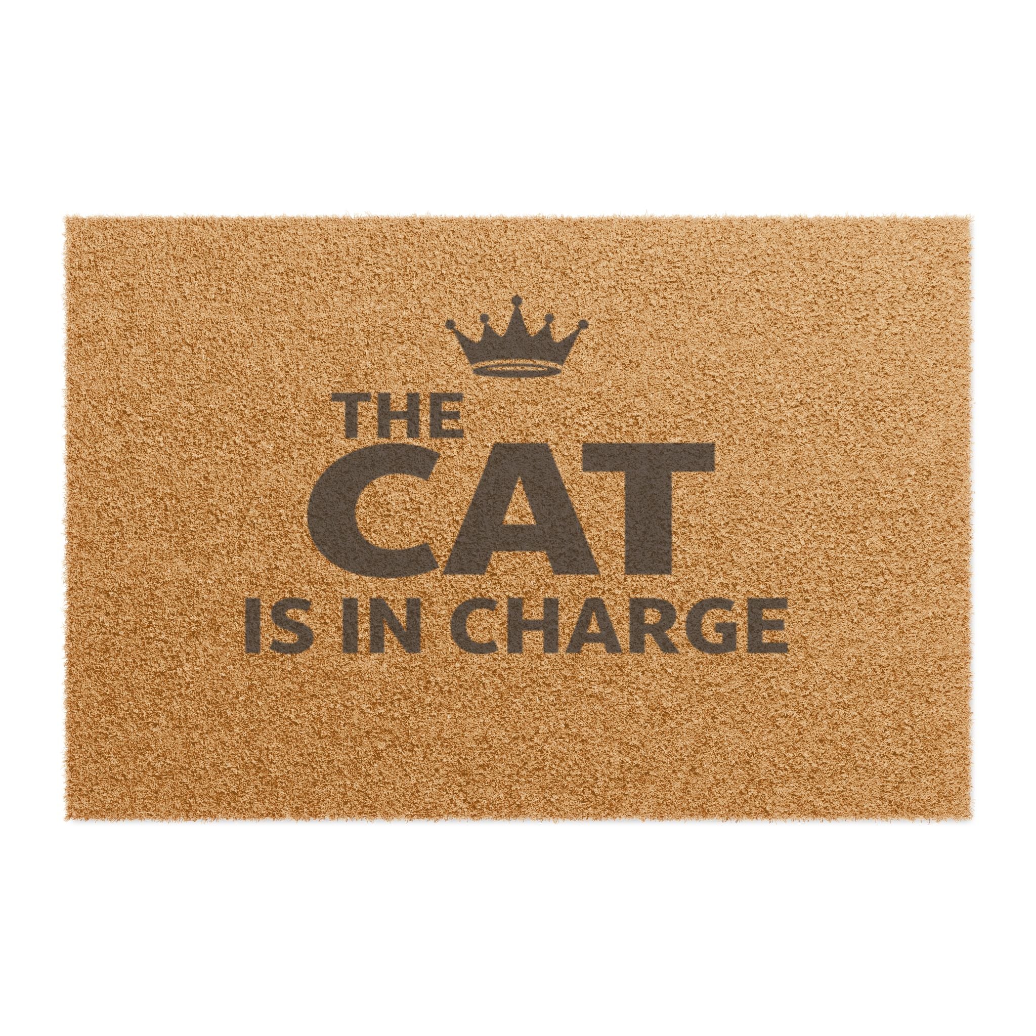 Cat Is In Charge Doormat — Funny Welcome Mat for Cat Lovers, Crown Design