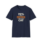 T-Shirt — "70% Of My Paycheck Goes To The Cat" Funny Cat Lover Shirt