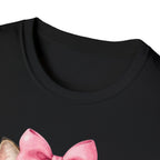 Cute Cat T-Shirt — Kitty with Glasses, Pink Bow & Bubblegum