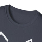 Cat Face Heart Nose T-Shirt — Cute Minimal Graphic Tee for Cat Lovers