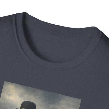 Surreal Magritte-Inspired Man with Apple T-Shirt — Vintage Surrealist Art Tee