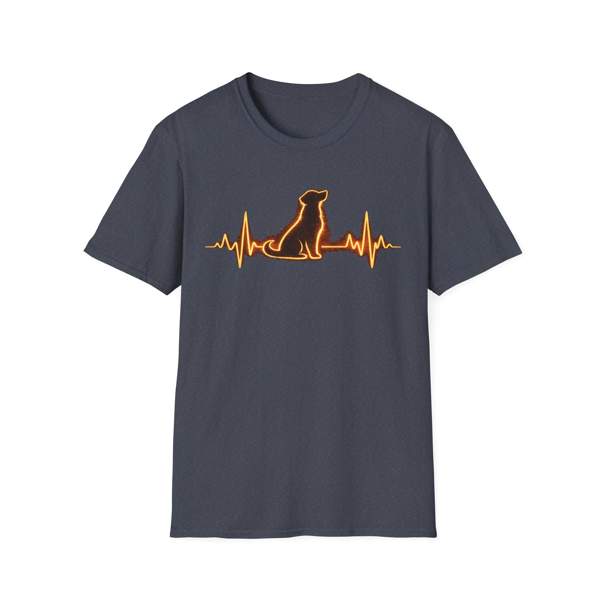 Dog Heartbeat T-Shirt — Neon Dog ECG Graphic Tee