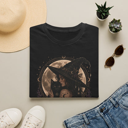 Witch Cat Moon T-Shirt – Gothic Witchcraft Graphic Tee
