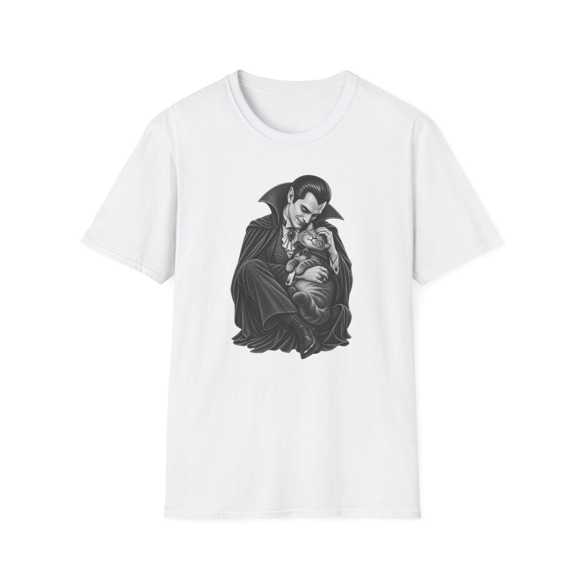 Vampire & Kitty Tee  Cute Gothic Dracula Cat Graphic T-Shirt
