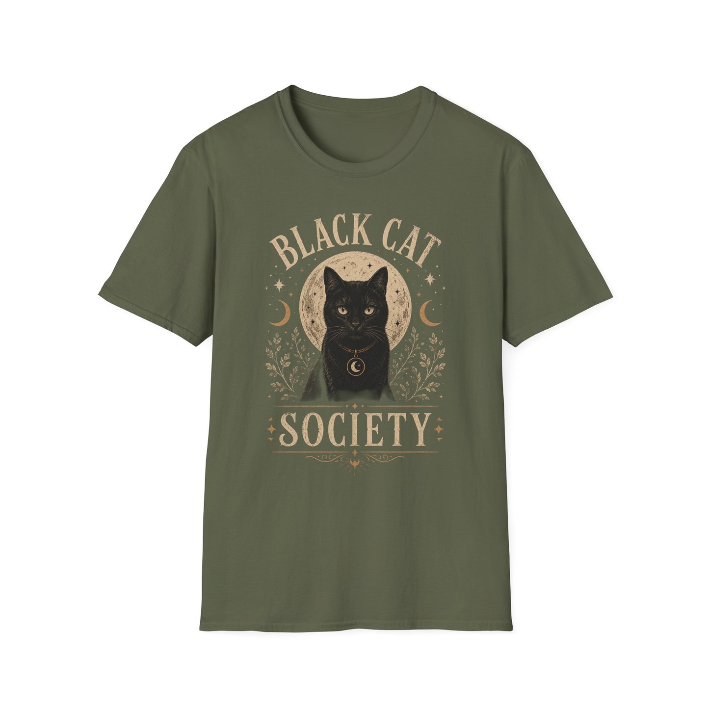 Black Cat Society T-Shirt — Vintage Moon & Mystic Cat Graphic Tee