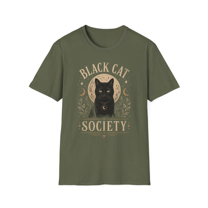 Black Cat Society T-Shirt — Vintage Moon & Mystic Cat Graphic Tee