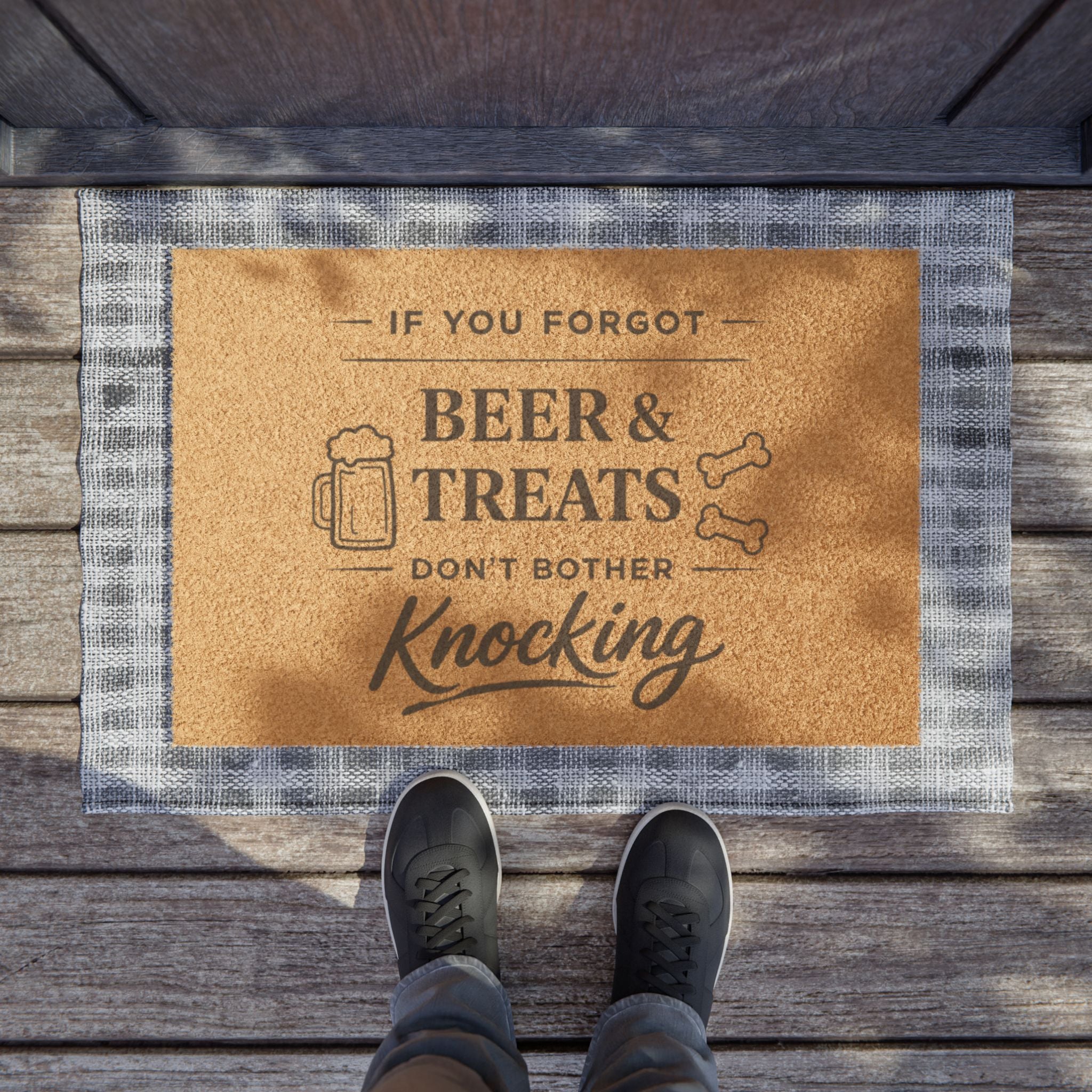 Doormat — "If You Forgot Beer & Treats Don't Bother Knocking" Funny Welcome Mat