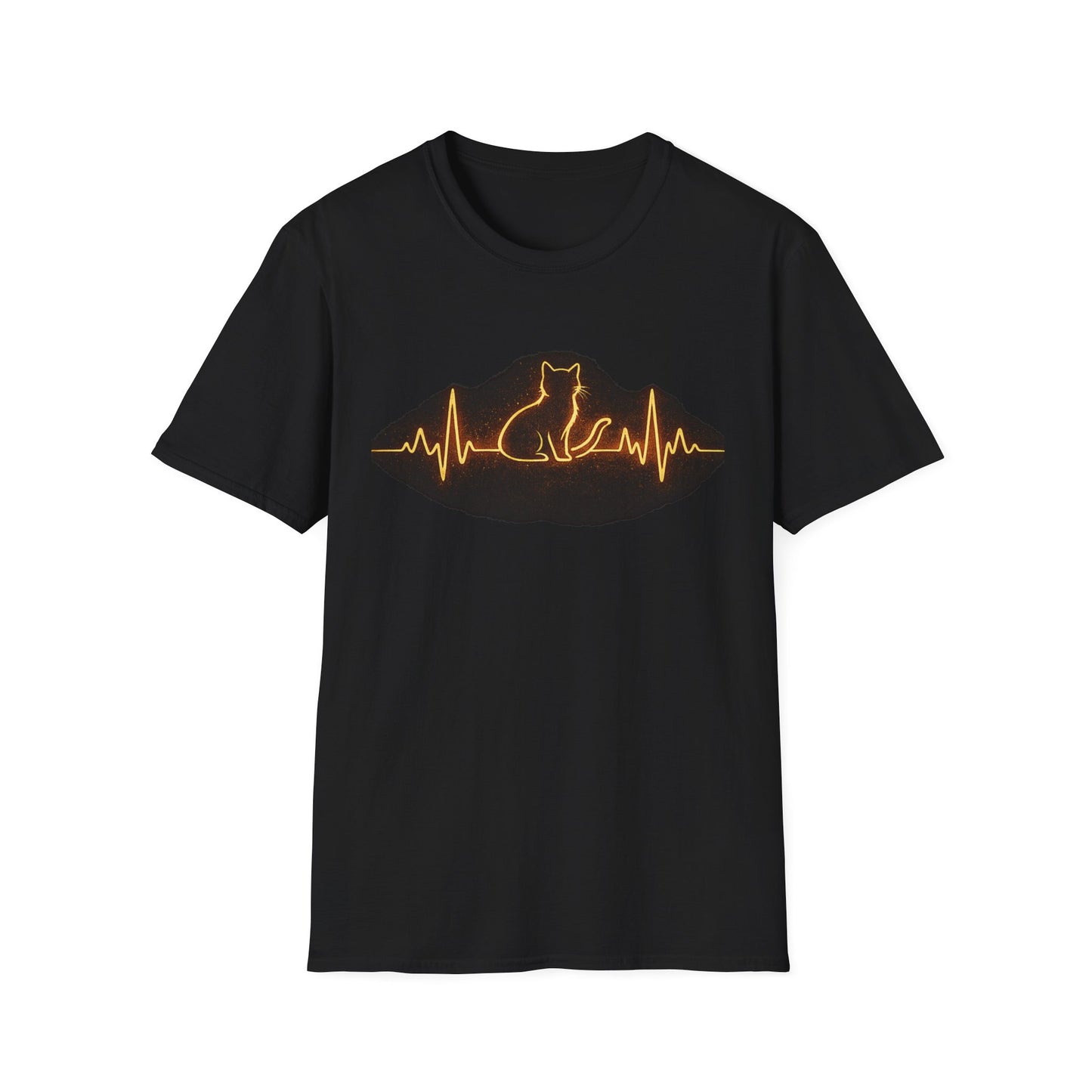 Cat Heartbeat Tee — Neon Cat Pulse Graphic T-Shirt