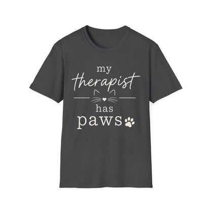 My Therapist Has Paws T-Shirt — Cute Cat Lover Tee