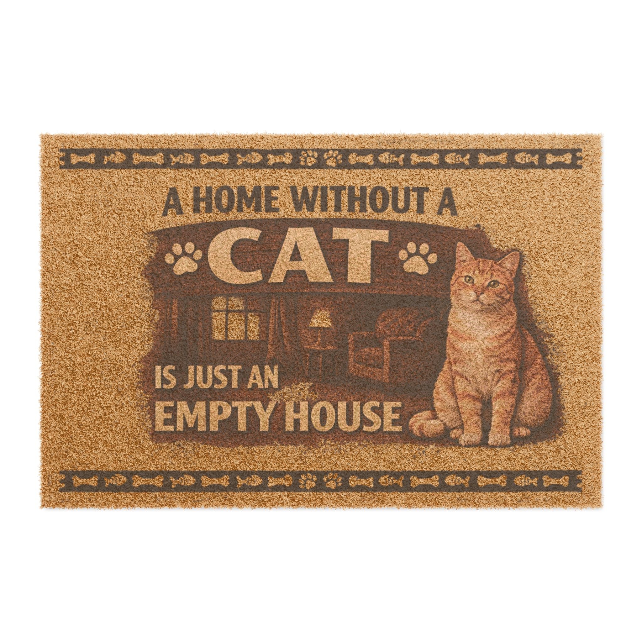 Cat Doormat - "A Home Without a Cat Is Just an Empty House" Welcome Mat for Cat Lovers