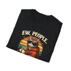 Cat Coffee Vintage T-Shirt — "Ew, People" Retro Cat with Mug Graphic