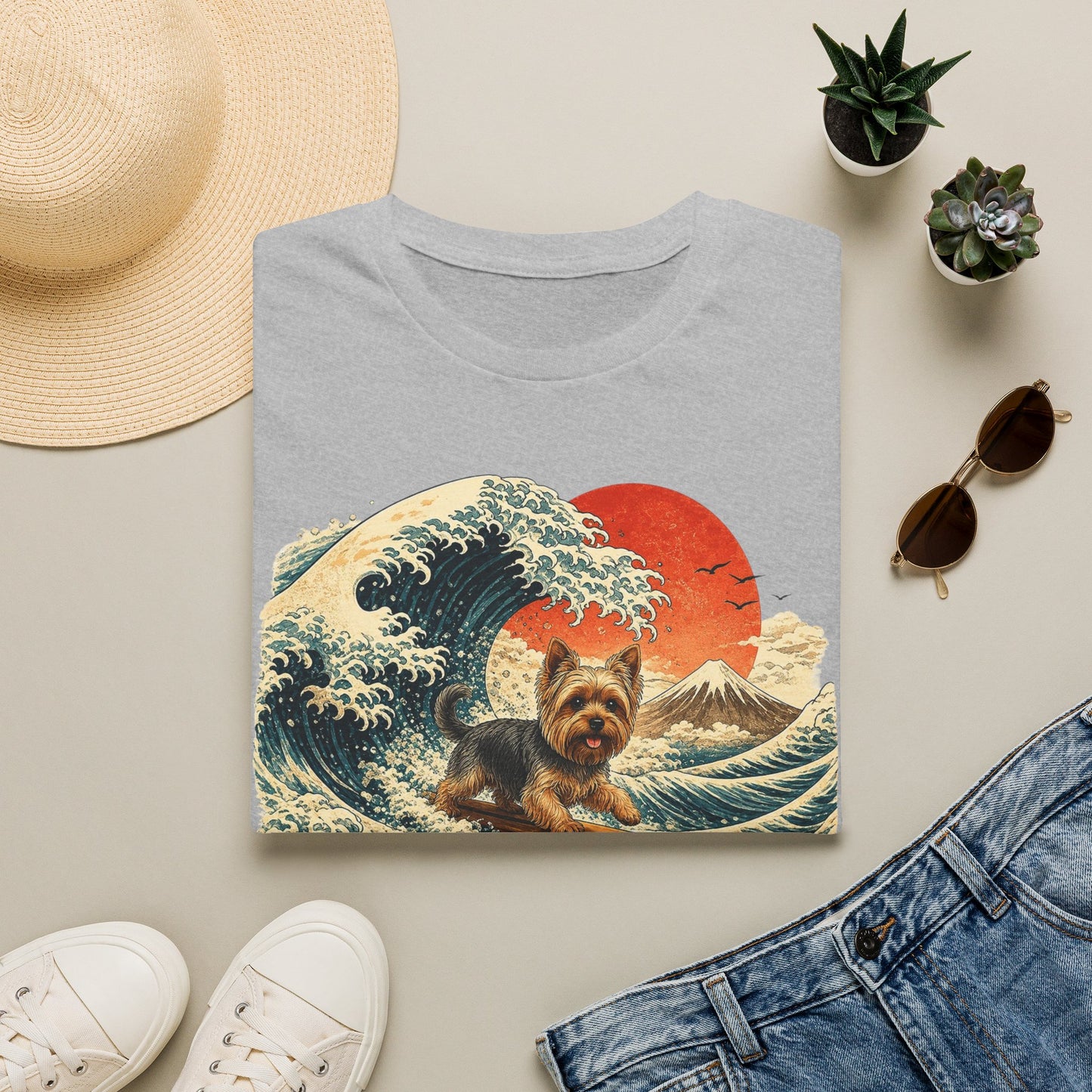 Yorkshire Terrier Wave T-Shirt — Japanese Wave Surf Dog Graphic Tee