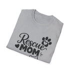Rescue Mom T-Shirt — Cute Paw Print Dog Rescue Tee for Pet Moms