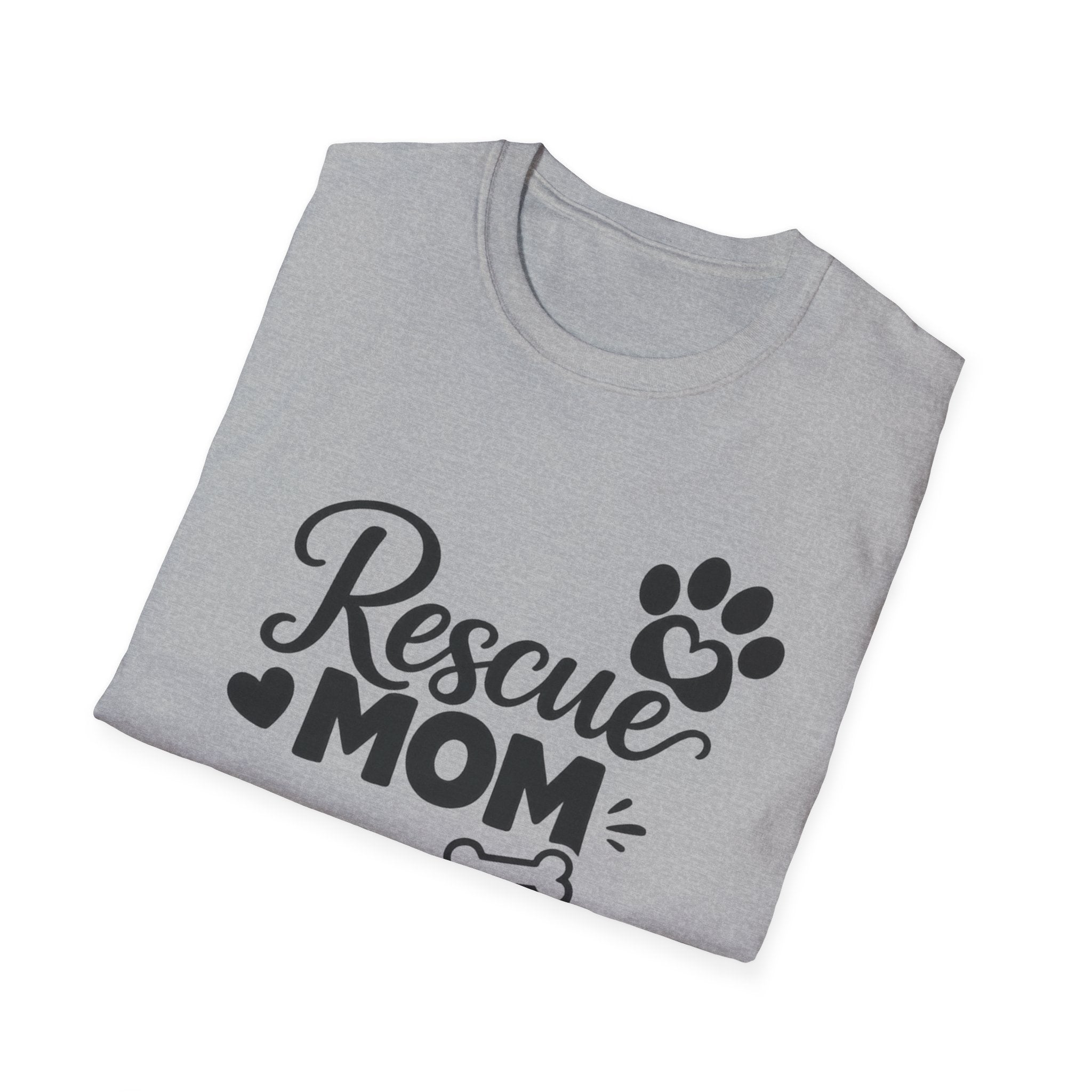 Rescue Mom T-Shirt — Cute Paw Print Dog Rescue Tee for Pet Moms