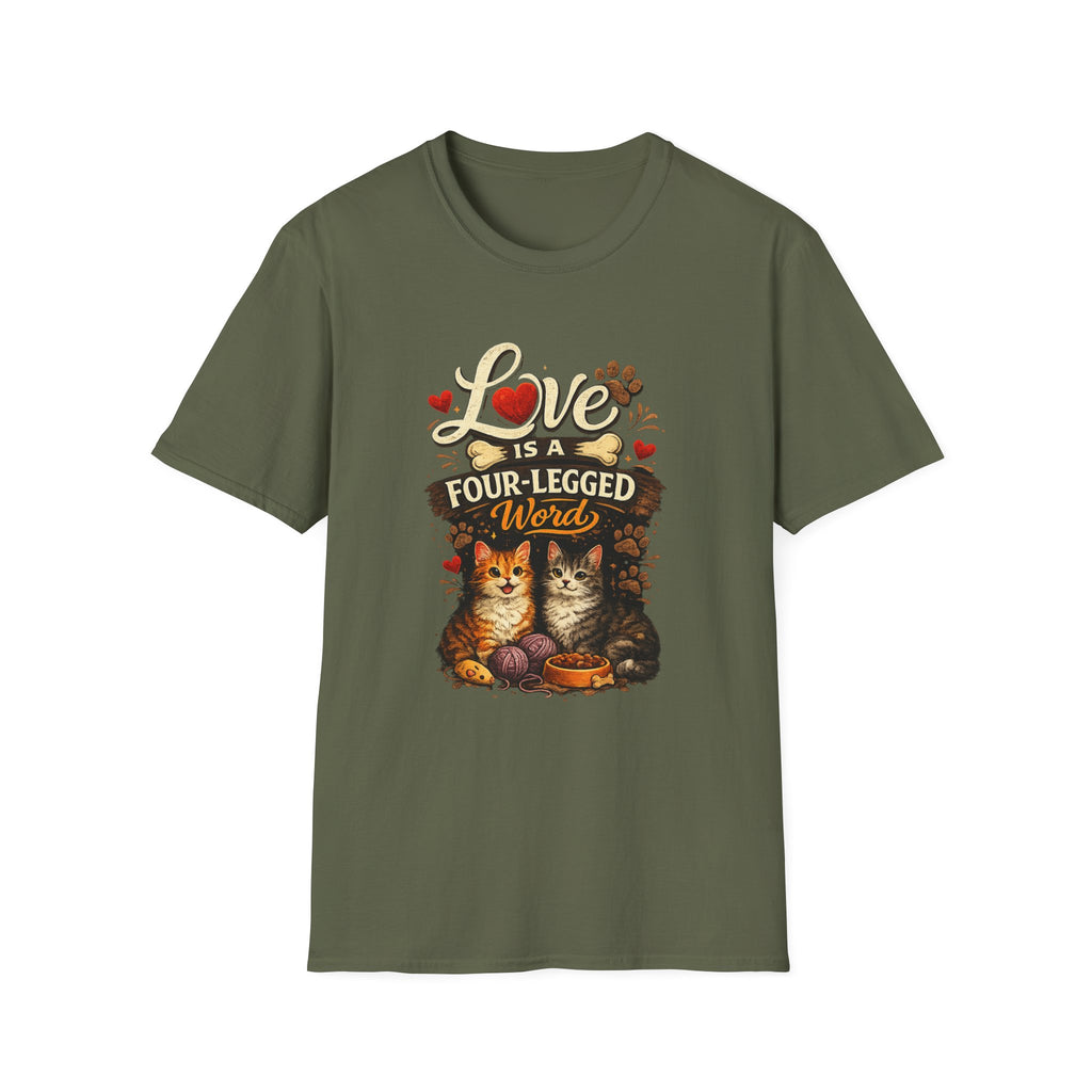 Cat Lover T-Shirt — "Love Is a Four-Legged Word" Graphic Tee