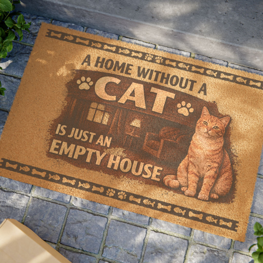 Cat Doormat - "A Home Without a Cat Is Just an Empty House" Welcome Mat for Cat Lovers
