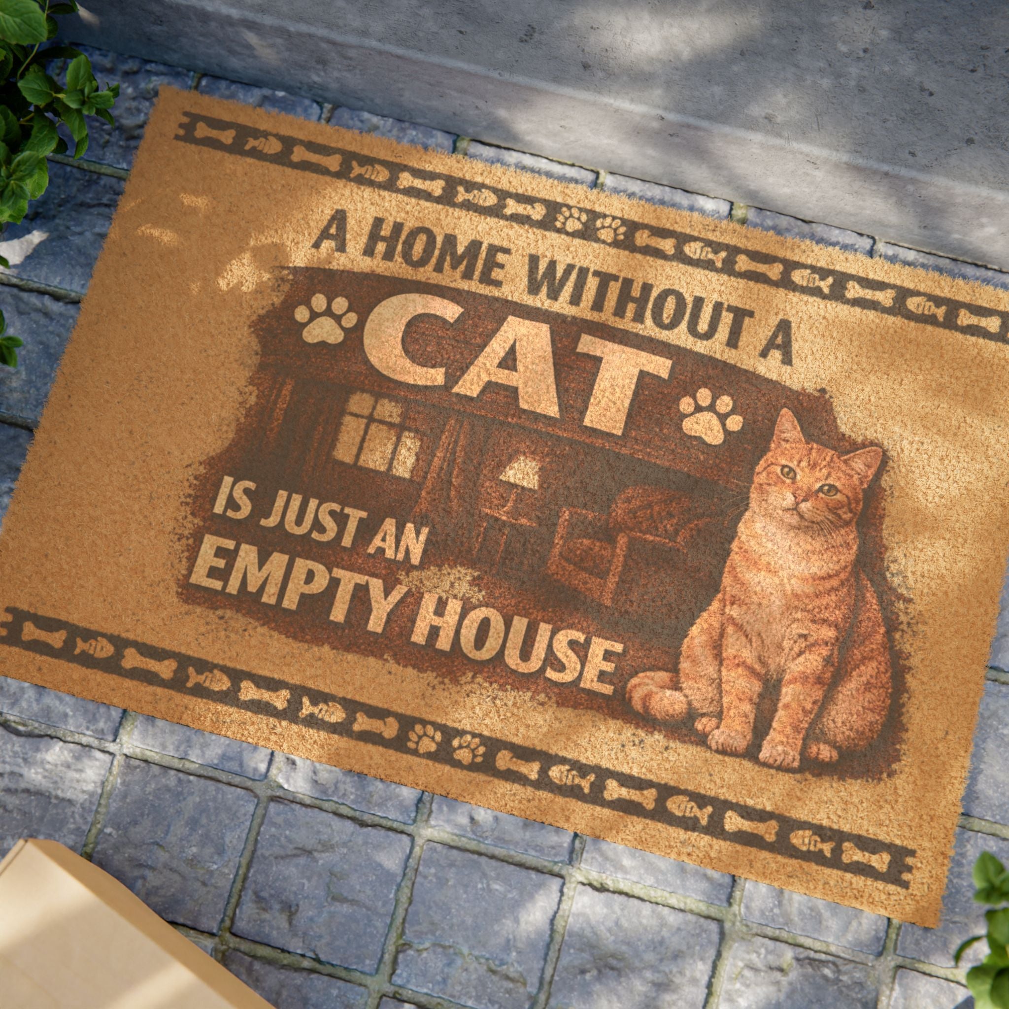 Cat Doormat - "A Home Without a Cat Is Just an Empty House" Welcome Mat for Cat Lovers