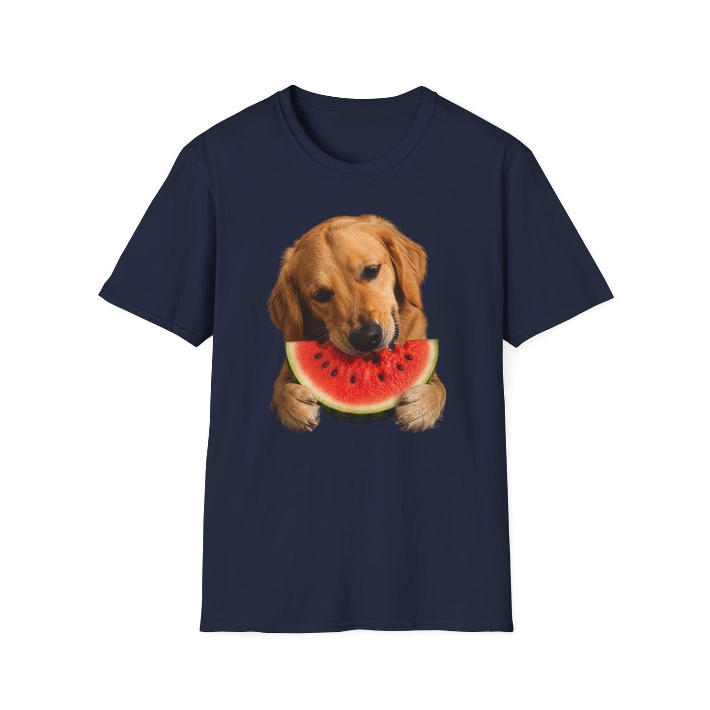 Dog Eating Watermelon T-Shirt — Cute Golden Retriever Summer Tee