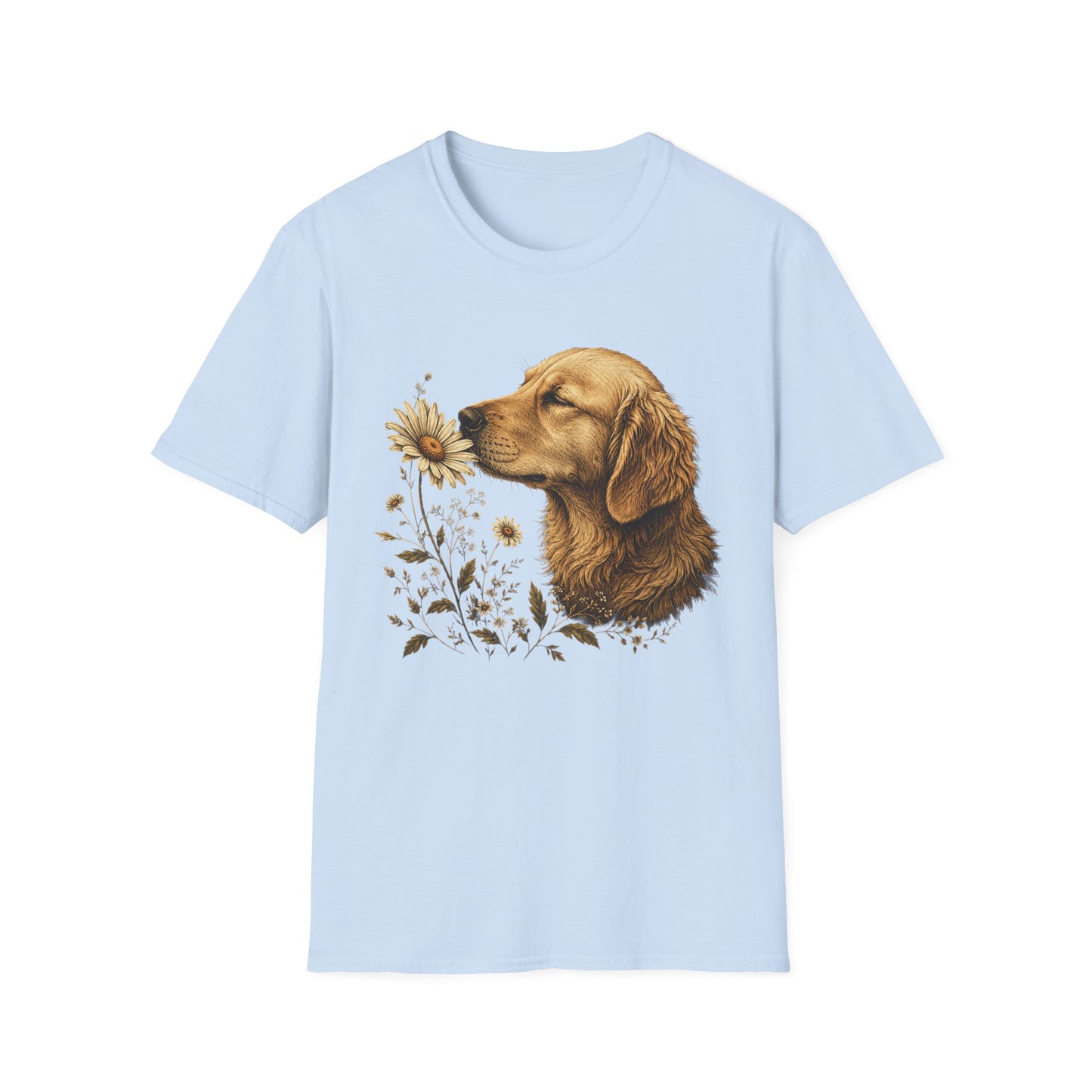 Golden Retriever & Daisies T-Shirt — Floral Dog Lover Tee
