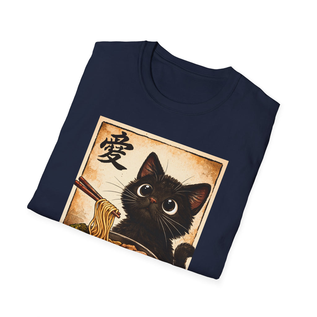Cat Ramen T-Shirt — Cute Black Cat Eating Ramen Vintage Japanese Love Character