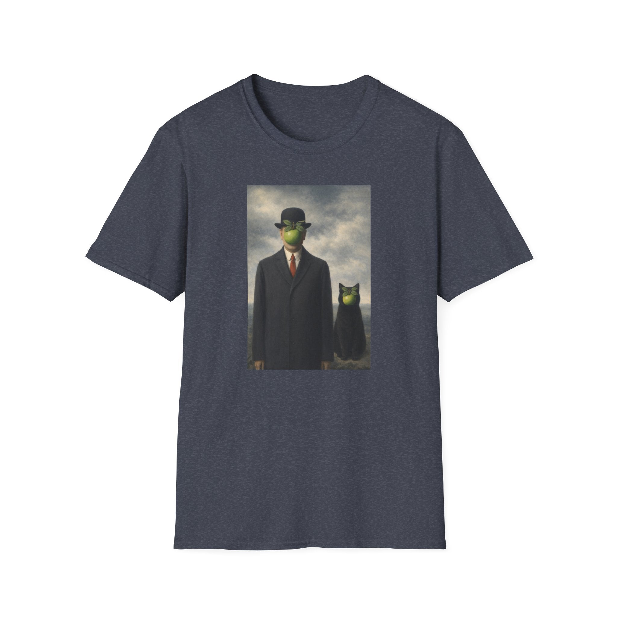 Surreal Magritte-Inspired Man with Apple T-Shirt — Vintage Surrealist Art Tee