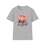 Cat Mama T-Shirt — Cute Cat with Hearts Graphic Tee for Cat Lovers