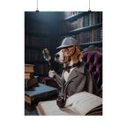 Detective Beagle Matte Poster — Vintage Library Dog Wall Art