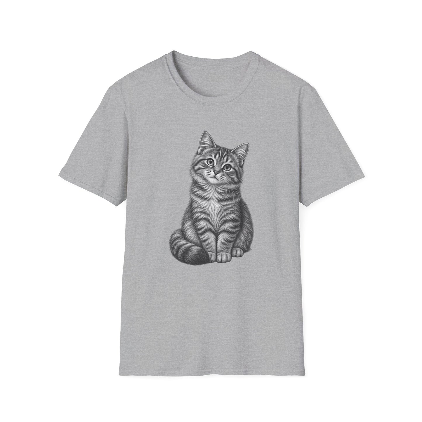 Cat Portrait T-Shirt — Realistic Gray Tabby Kitten Tee